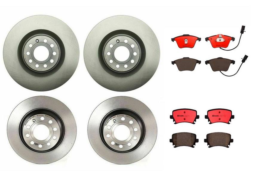 VW Brakes Kit - Pads & Rotors Front and Rear (345mm/282mm) (Ceramic) 8E0698451J - Brembo 1638410KIT